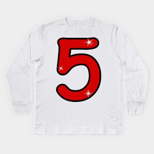 fifth, five, number five, 5 years, 5 year old, number 5,  Numeral 5,  5rd birthday gift, 5rd birthday design, anniversary, birthday, anniversary, date, Kids Long Sleeve T-Shirt